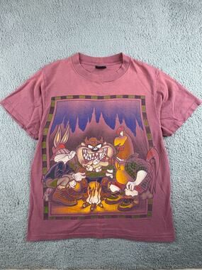 Changes T-Shirt Men's Chest SZ 42 Pink 90s Looney Tunes Campfire